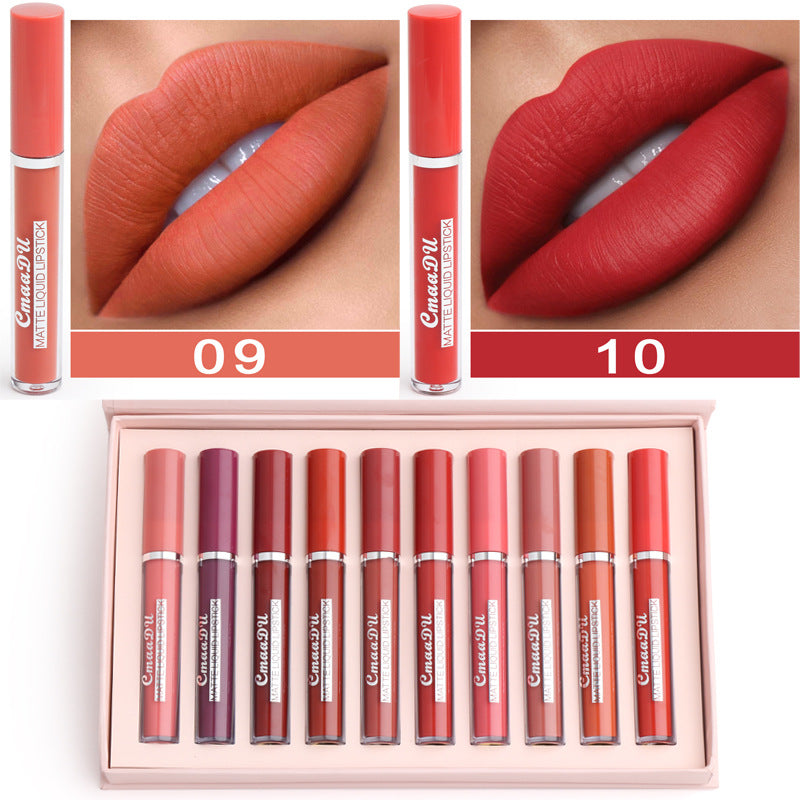 Wasserfeste, matte Lipsticks (Set mit 10 Farben)