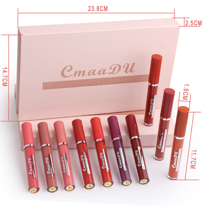 Wasserfeste, matte Lipsticks (Set mit 10 Farben)