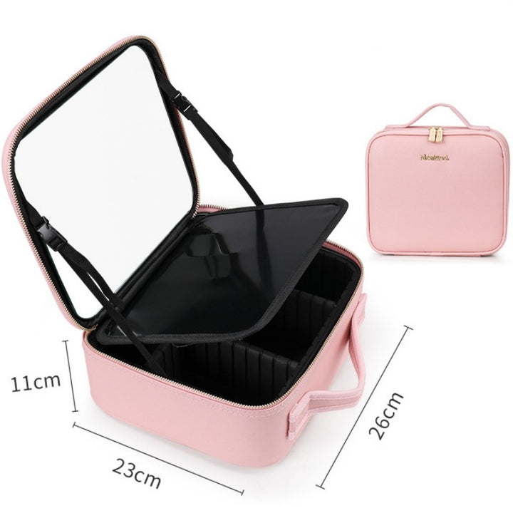 Kosmetiktasche mit beleuchtetem Vollbildspiegel